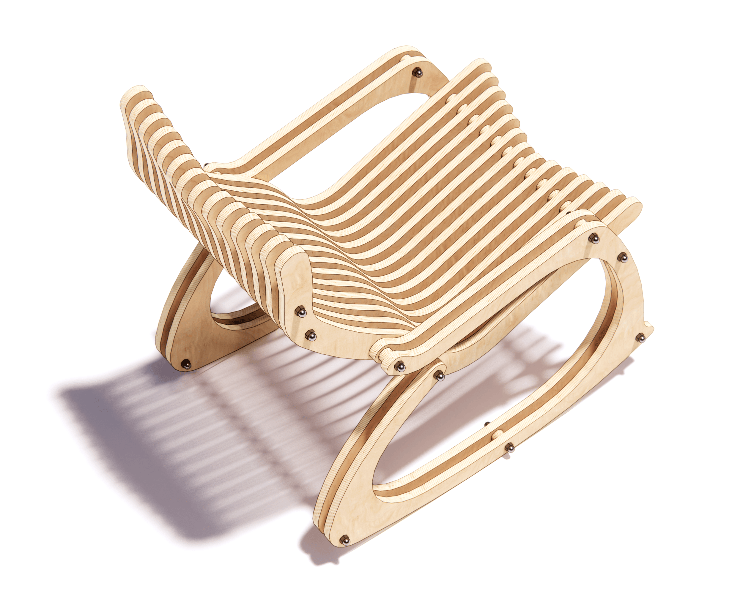 Parametric Rocking Chair CNC Plans | 3D Plywood DXF Files - Image 3
