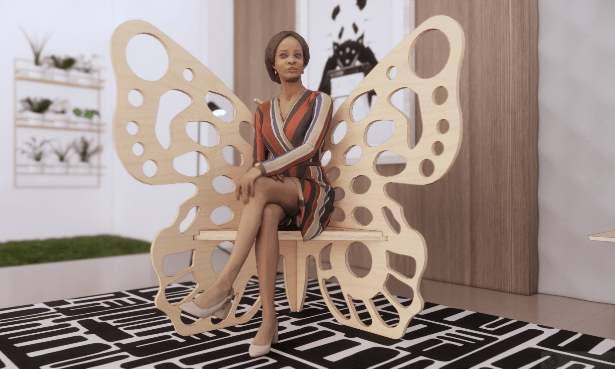 Wood Butterfly Chair CNC cutting pattern parametric plywood design.