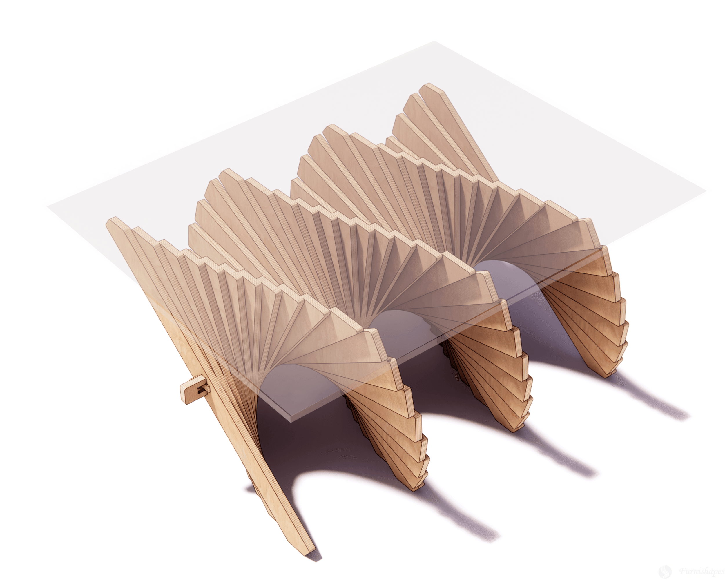 Twisted Plywood Table Base CNC Plans – 1-Sheet Parametric DXF Files - Image 2