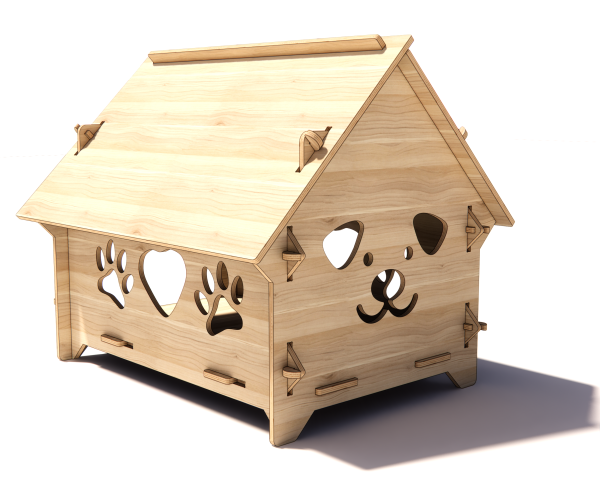 Paws & Heart Plywood Dog Kennel - Digital CNC & Laser Cut in DXF file format - Image 6