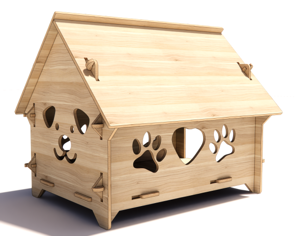 Paws & Heart Plywood Dog Kennel - Digital CNC & Laser Cut in DXF file format - Image 7
