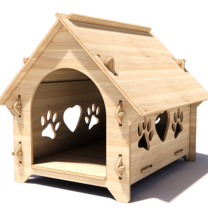Paws & Heart Plywood Dog Kennel - Digital CNC & Laser Cut in DXF file format