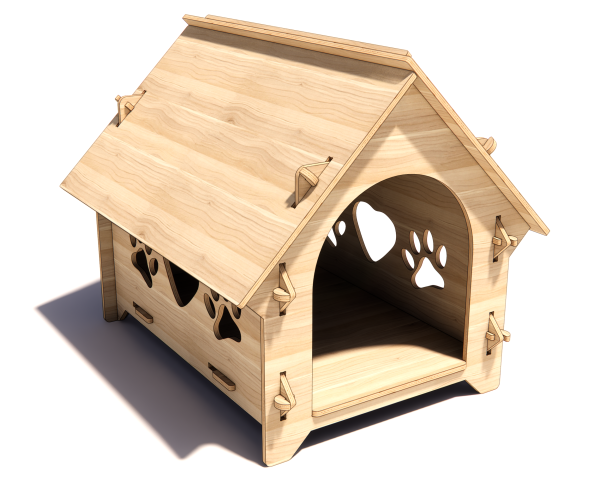Paws & Heart Plywood Dog Kennel - Digital CNC & Laser Cut in DXF file format - Image 4