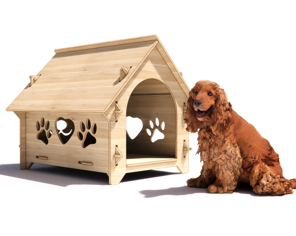 Paws & Heart Plywood Dog Kennel - Digital CNC & Laser Cut in DXF file format - Image 3