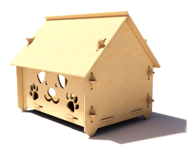 Playful Plywood Dog Kennel - Digital CNC & Laser Cut in DXF File format - Image 3
