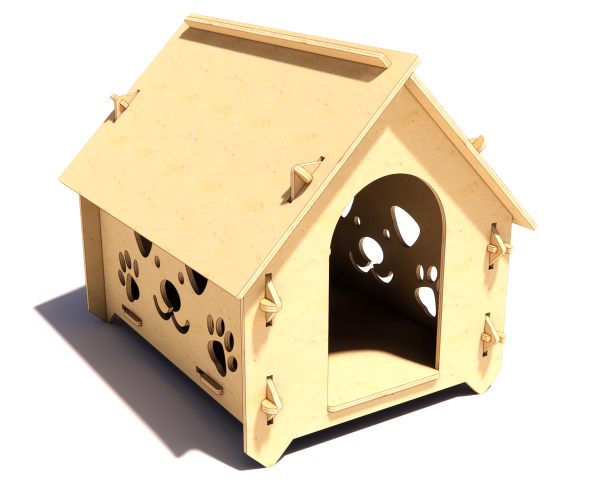 Playful Plywood Dog Kennel - Digital CNC & Laser Cut in DXF File format