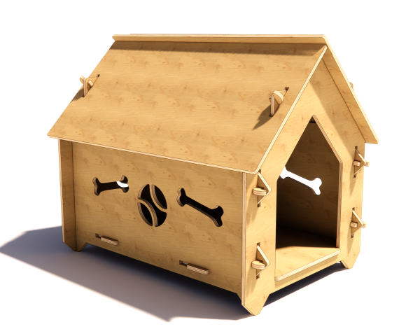 Bone Design Plywood Dog Kennel - Digital CNC & Laser Cut in DXF file format - Image 3