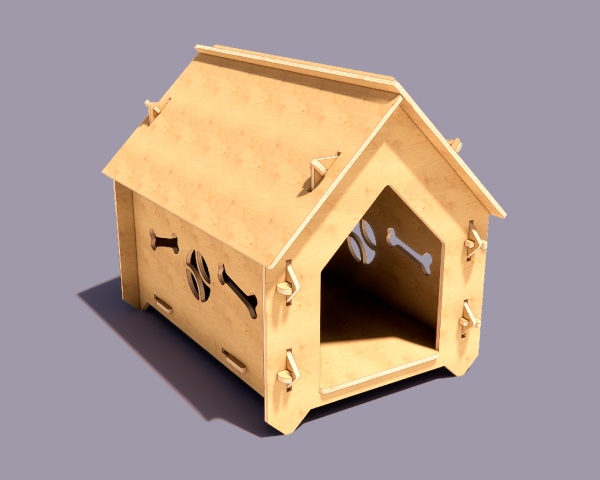 Bone Design Plywood Dog Kennel - Digital CNC & Laser Cut in DXF file format - Image 2