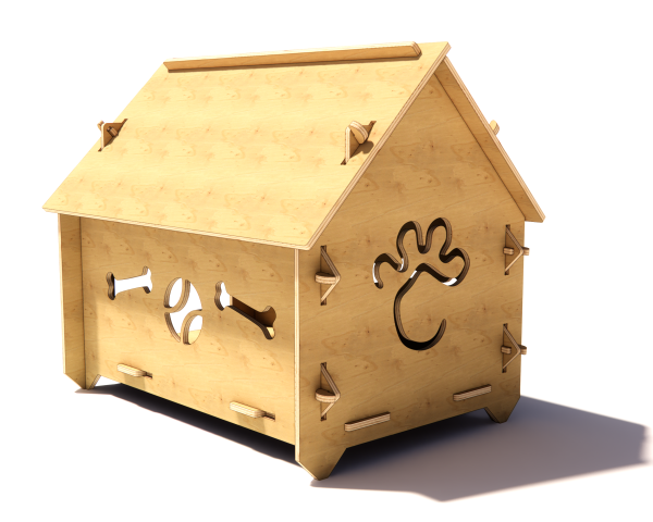 Bone Design Plywood Dog Kennel - Digital CNC & Laser Cut in DXF file format - Image 4