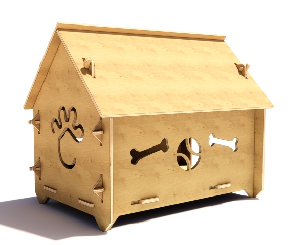 Bone Design Plywood Dog Kennel - Digital CNC & Laser Cut in DXF file format - Image 5
