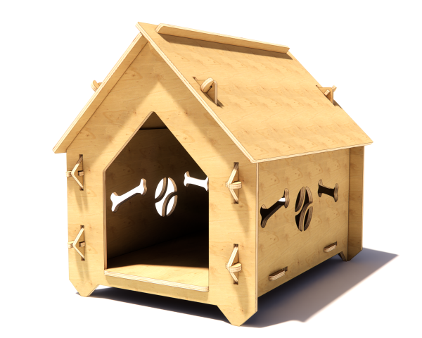 Bone Design Plywood Dog Kennel - Digital CNC & Laser Cut in DXF file format - Image 6