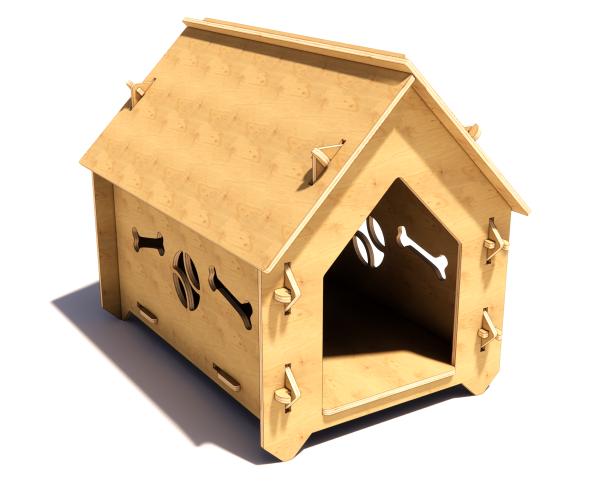 Bone Design Plywood Dog Kennel - Digital CNC & Laser Cut in DXF file format