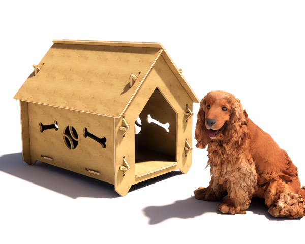 Bone Design Plywood Dog Kennel - Digital CNC & Laser Cut in DXF file format - Image 7