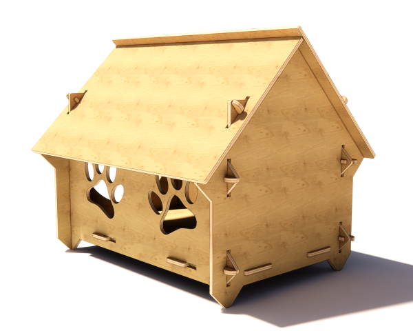Modern Cat House with Paw Prints - Digital CNC & Laser Cut DXF Files - Image 2
