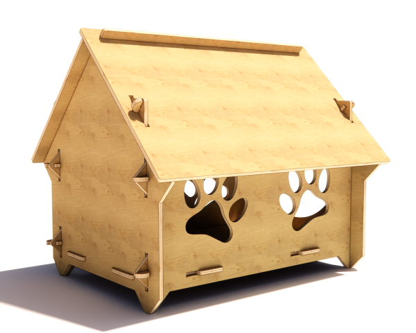 Modern Cat House with Paw Prints - Digital CNC & Laser Cut DXF Files - Image 3