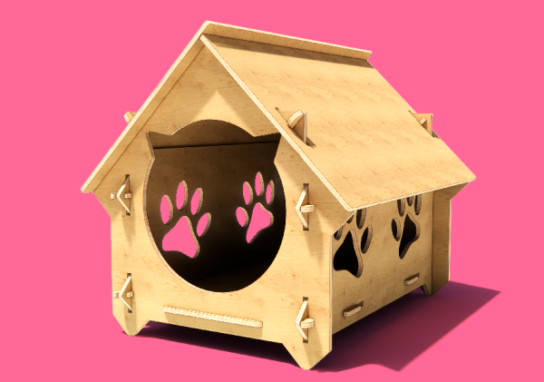 Modern Cat House with Paw Prints - Digital CNC & Laser Cut DXF Files - Image 4