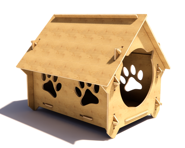 Modern Cat House with Paw Prints - Digital CNC & Laser Cut DXF Files - Image 6