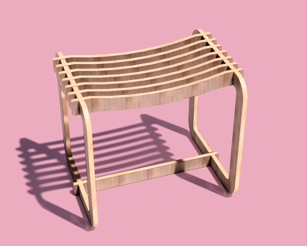 CNC Router Plans: Modern Slat Stool / Bench (DXF Files) - Image 4