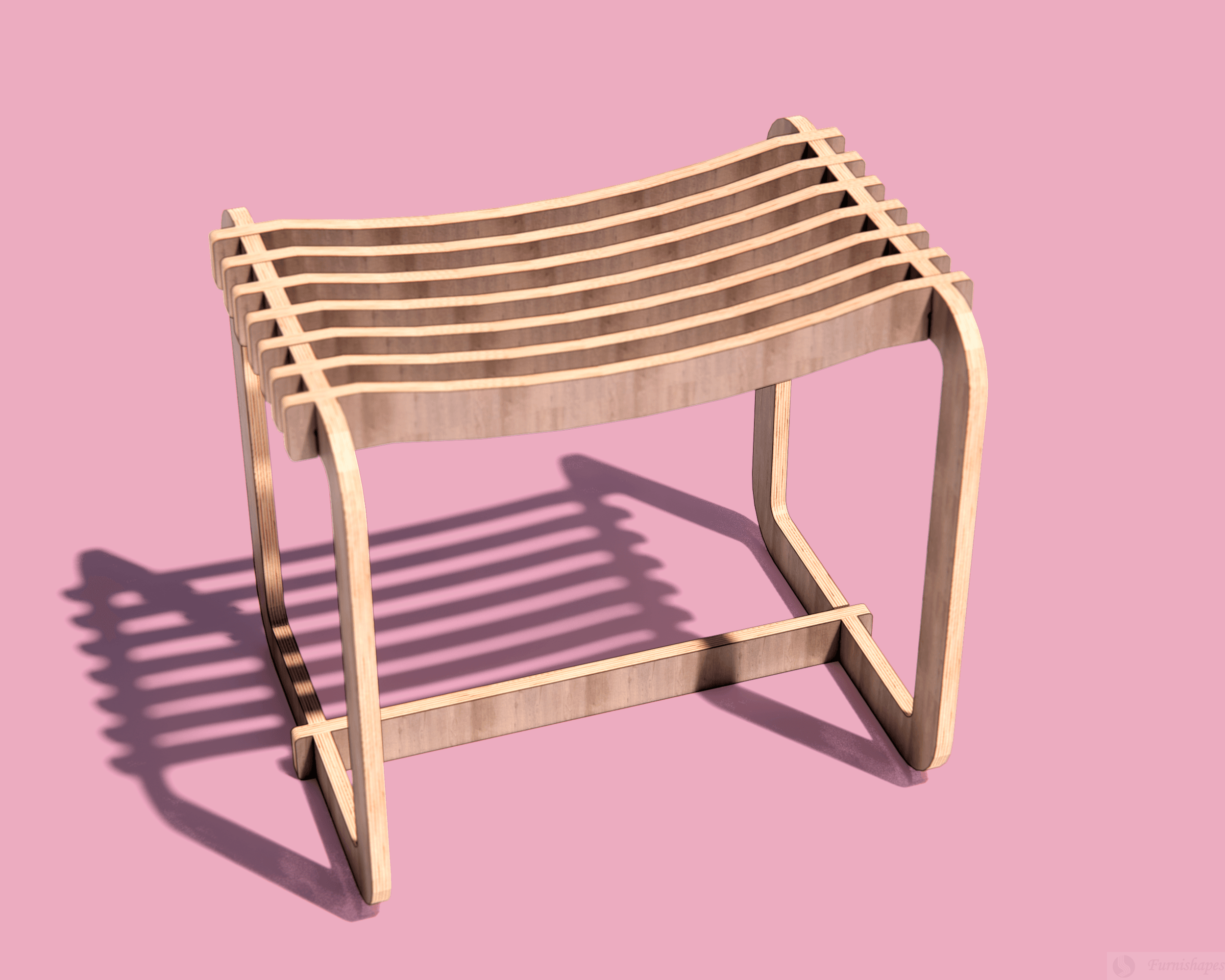 CNC Router Plans: Modern Slat Stool / Bench (DXF Files) - Image 4