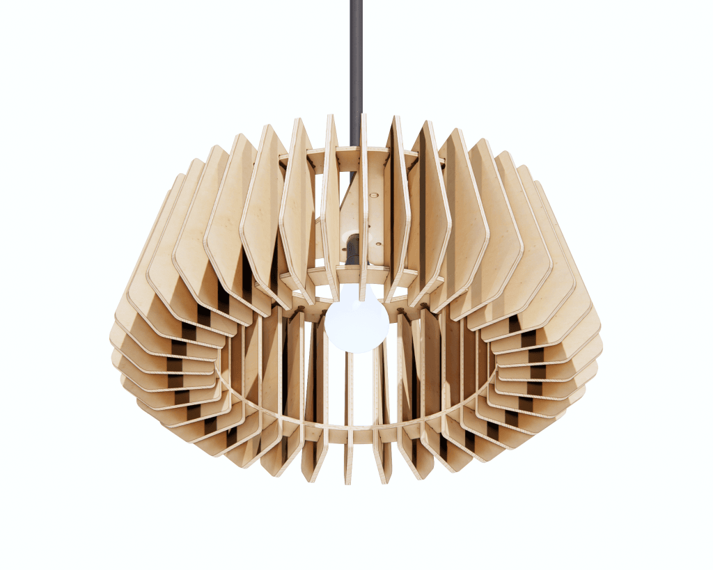 CNC Parametric Wooden Pendant Light plansdesign for CNC laser cutting