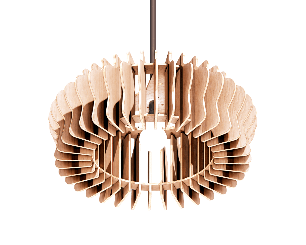 Parametric wooden Aura Globe Light created with parametric lamp DXF vector files.