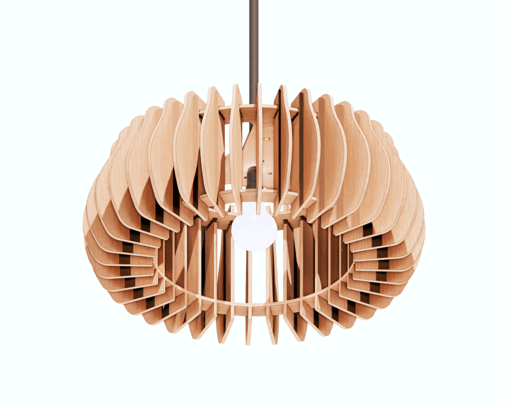 Parametric wooden lamp 3D model design made from a parametric lamp in DXF vector format.