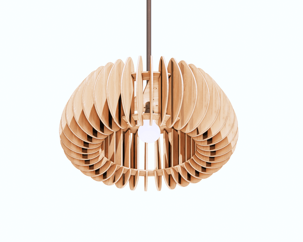 Parametric wooden lamp 3D model design for CNC laser cutting