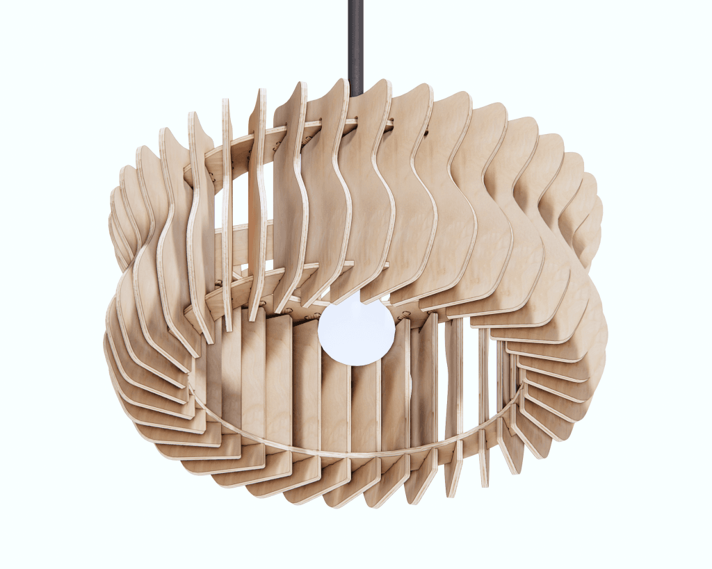 Parametric wooden pendant lamp 3D model design for CNC laser cutting